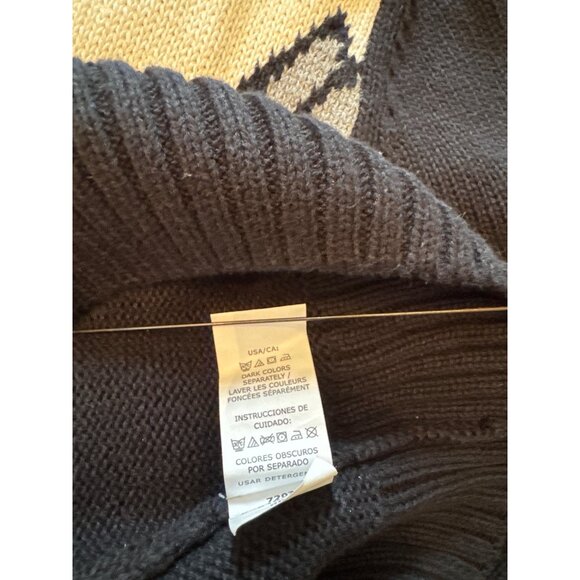 Chaps Knit Sweater M Stag Mountain Design Black Grey Red Ribbed Collar Cuffs - Picture 5 of 8